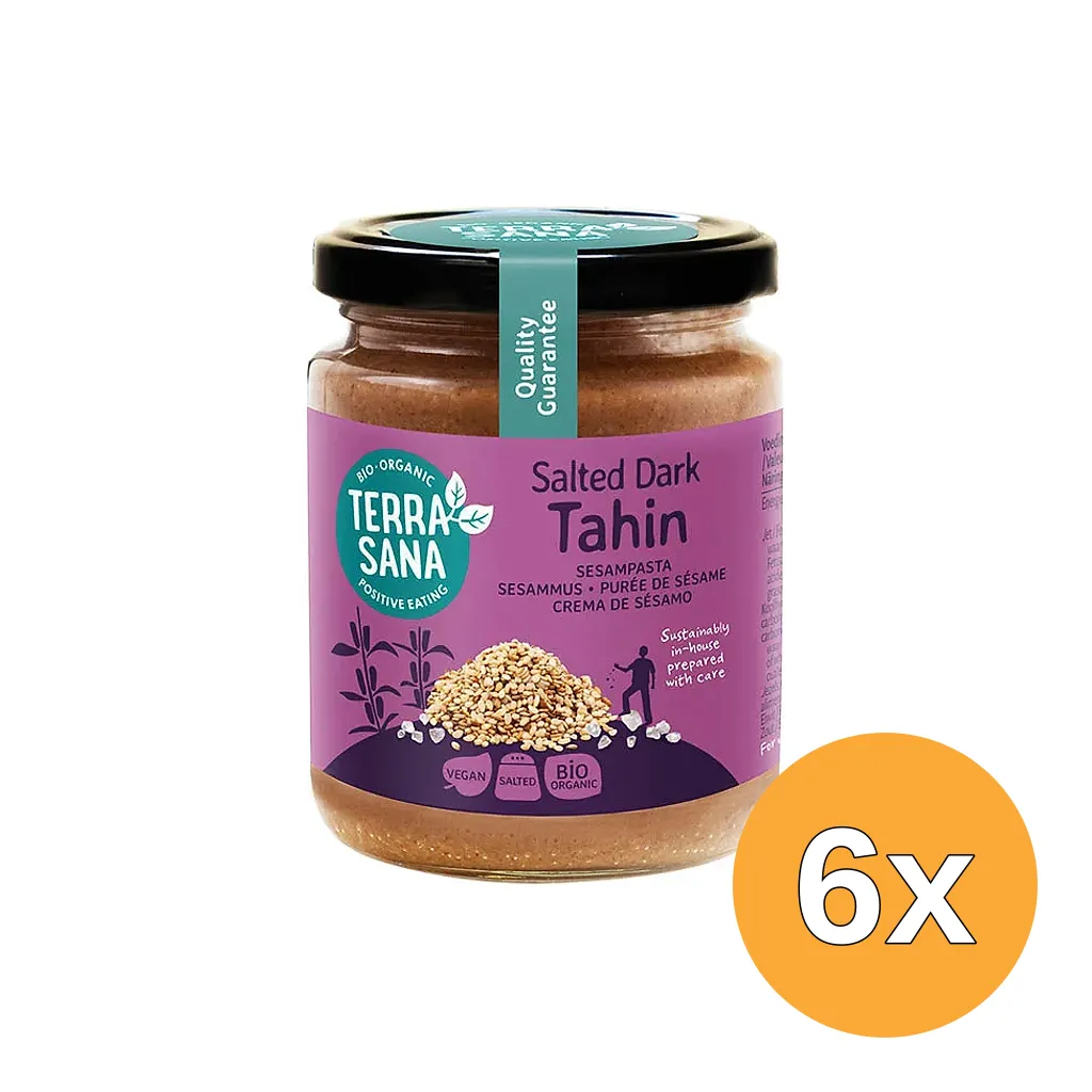 6x TerraSana Tahin bruin sesampasta met zeezout bio (250 gr)