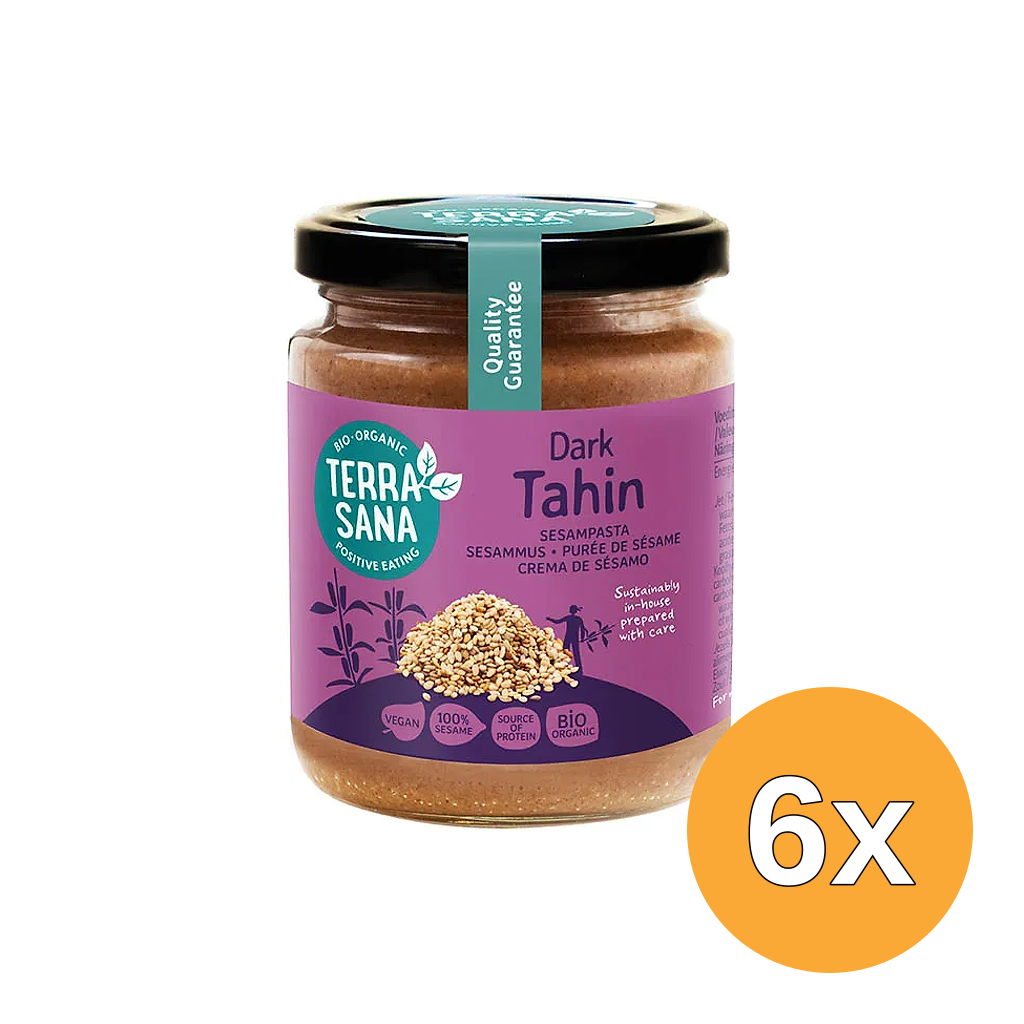 6x TerraSana Tahin bruin sesampasta zonder zout bio (250 gr)