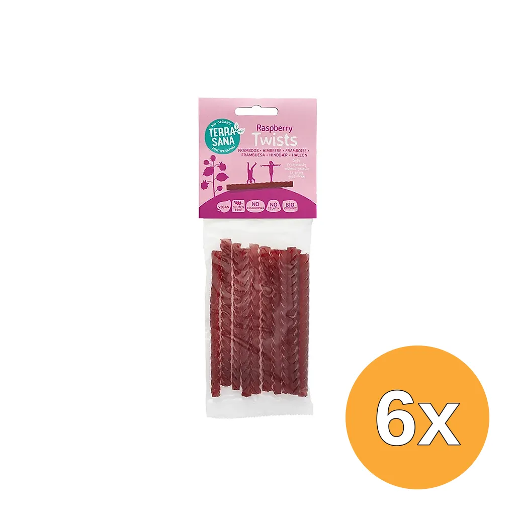6x TerraSana Twists Dropkabels Framboos (75 gr)