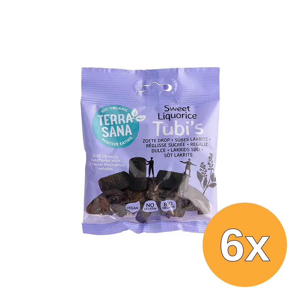 6x TerraSana Zoete drop tubi's bio (100 gr)