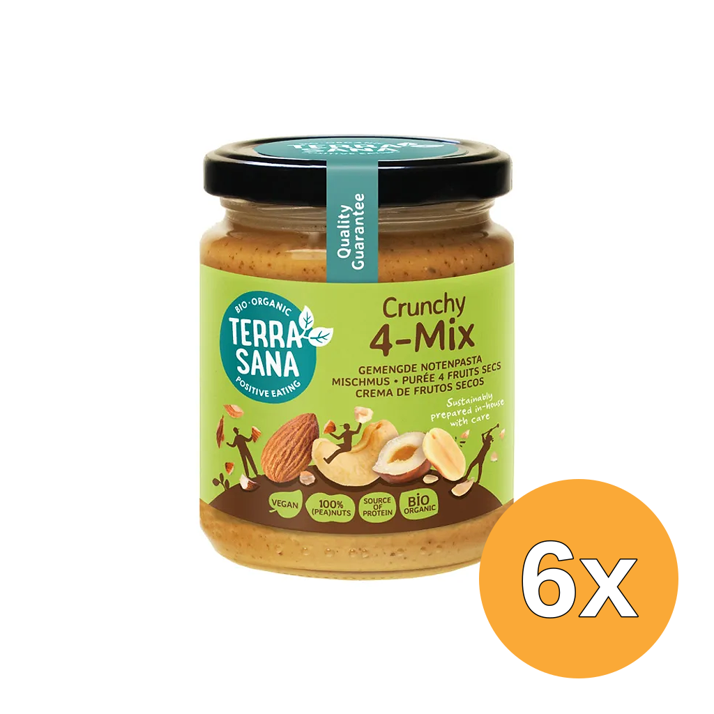 6x Terrasana 4-Mix Crunchy Notenpasta (250 gr)