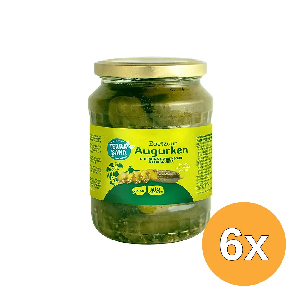 6x Terrasana Augurken Fris Zoet/Zuur Bio (670 gr)