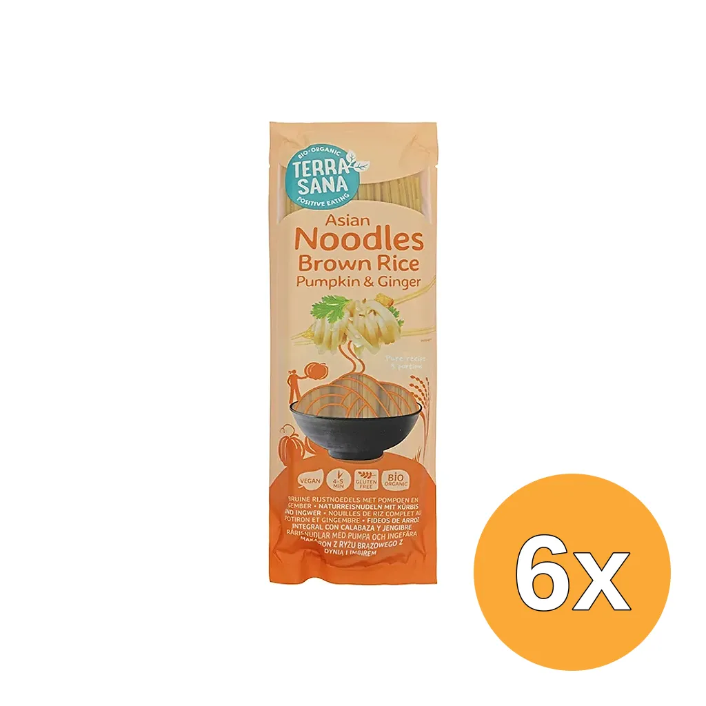 6x Terrasana Bruine Rijstnoedels Pompoen en Gember Bio (250 gr)