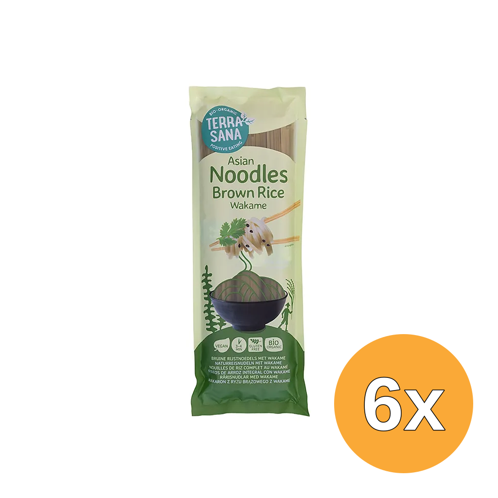 6x Terrasana Bruine Rijstnoedels met Wakame Bio (250 gr)