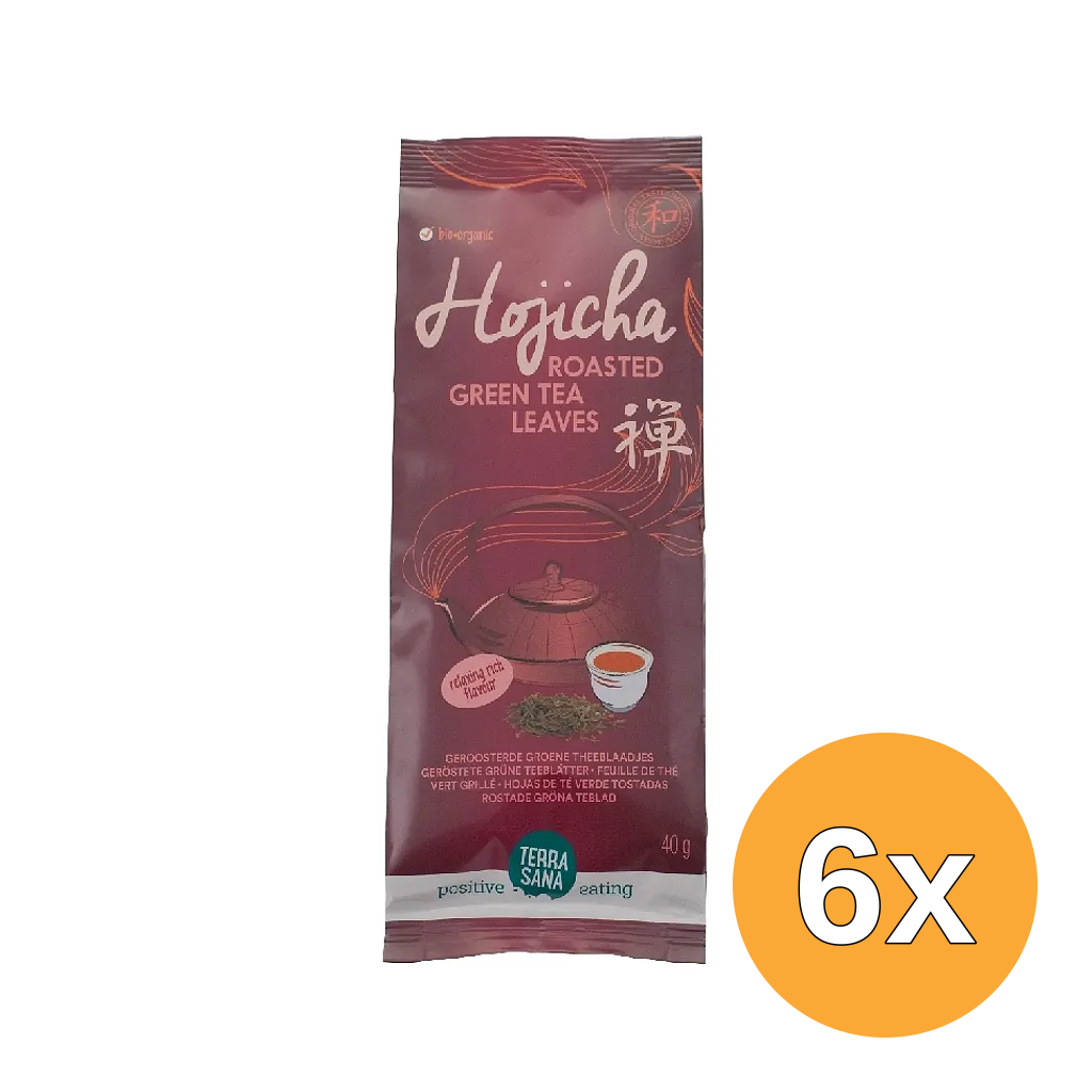 6x Terrasana Hojicha Geroosterdegroene Theeblaadjes Bio (40 gr)