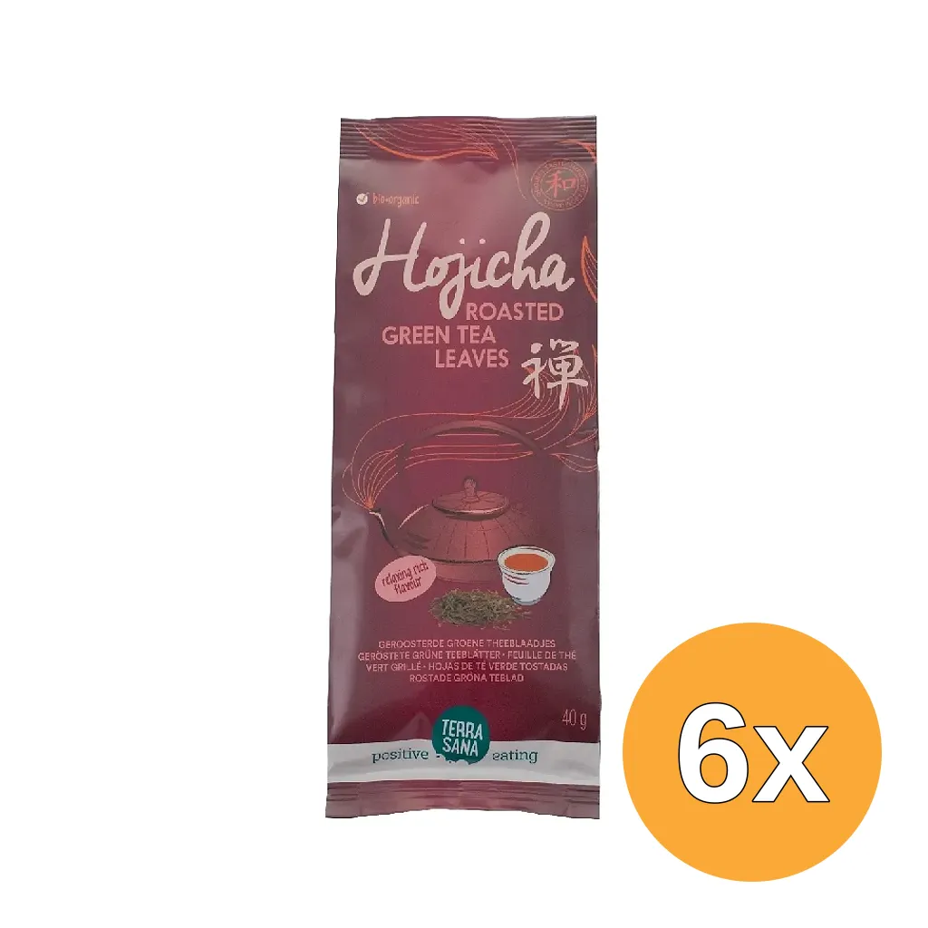 6x Terrasana Hojicha Geroosterdegroene Theeblaadjes Bio (40 gr)