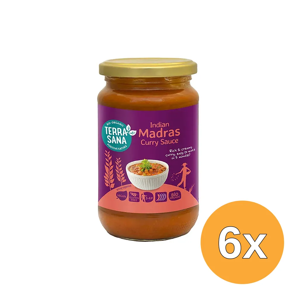 6x Terrasana Indiase Madras Currysaus (350 gr)