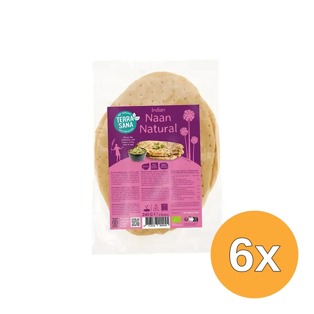 6x Terrasana Indiase Naan Naturel (2 stuks)