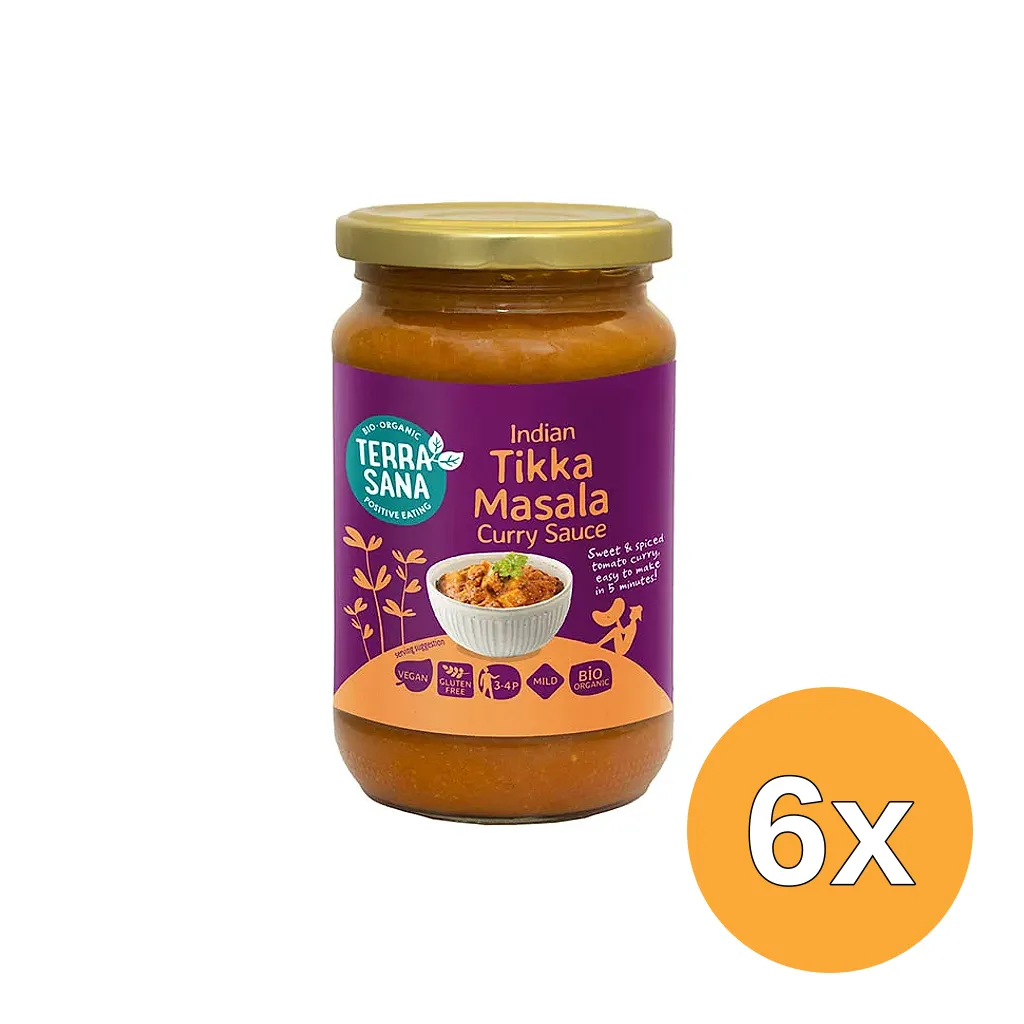 6x Terrasana Indiase Tikka Masala Currysaus (350 gr)