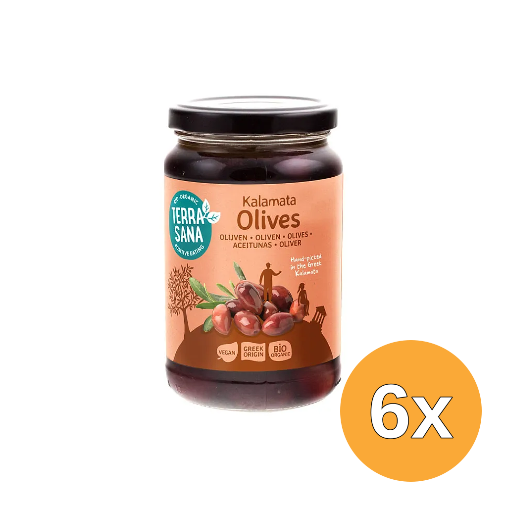 6x Terrasana Kalamata Olijven Eko Bio (345 gr)