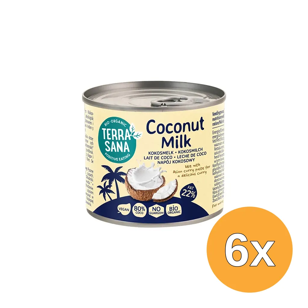 6x Terrasana Kokosmelk 22% Vet Bio (200 ml)