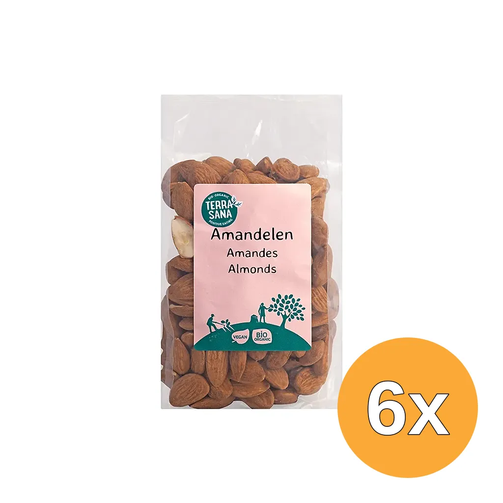 6x Terrasana Raw Amandelen Bruin Bio (225 gr)