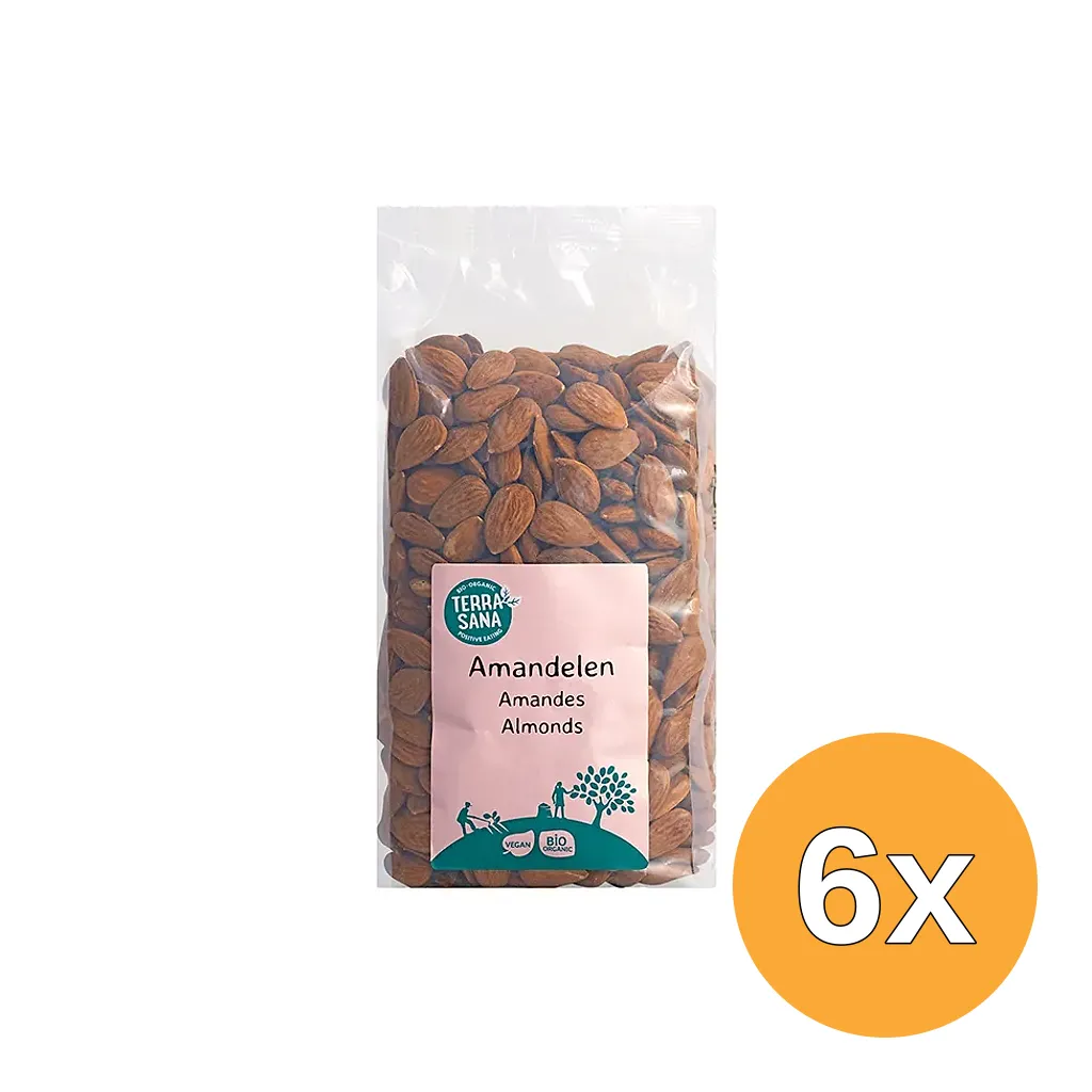 6x Terrasana Raw Amandelen Bruin Bio (750 gr)