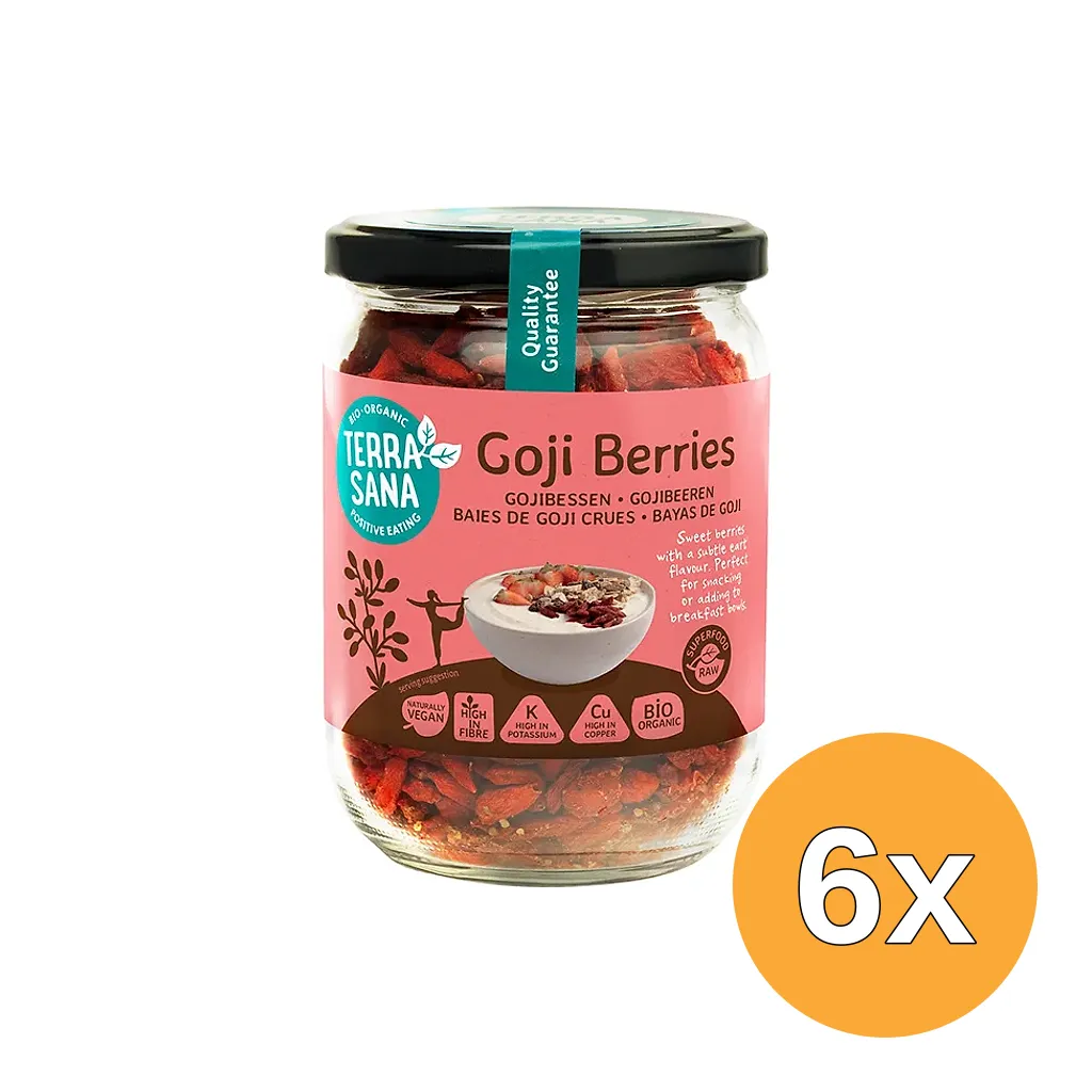 6x Terrasana Raw Goji Bessen in Glas Bio (200 gr)