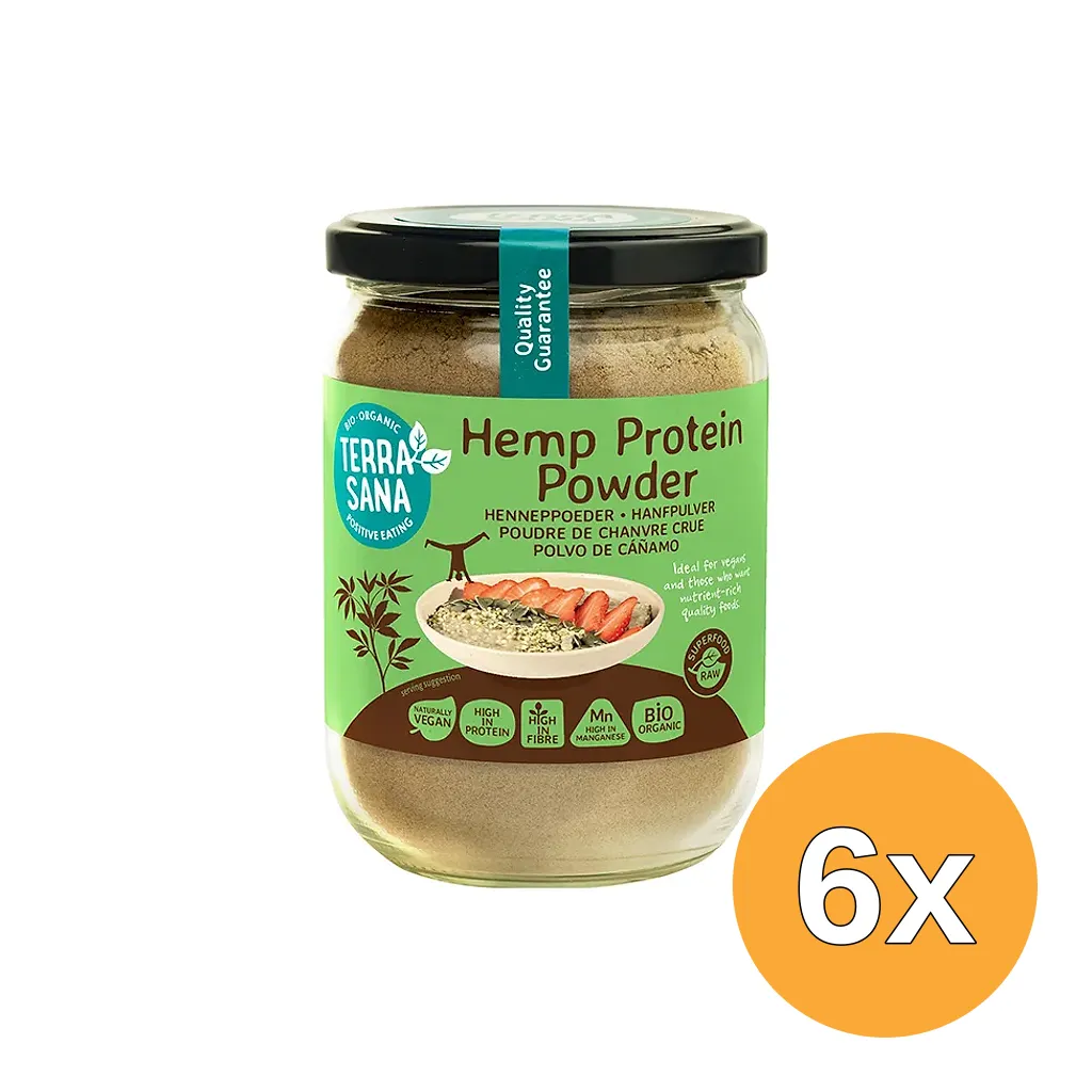 6x Terrasana Raw Hennep Protein Poeder In Glas Bio (200 gr)