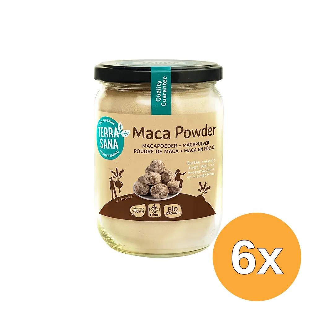 6x Terrasana Raw Maca High Energy Poeder In Glas Bio (300 gr)