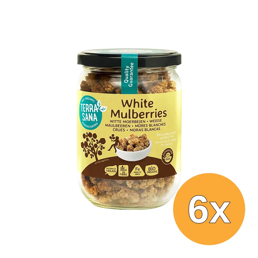 6x Terrasana Raw Moerbei Bessen Wit In Glas Bio (190 gr)