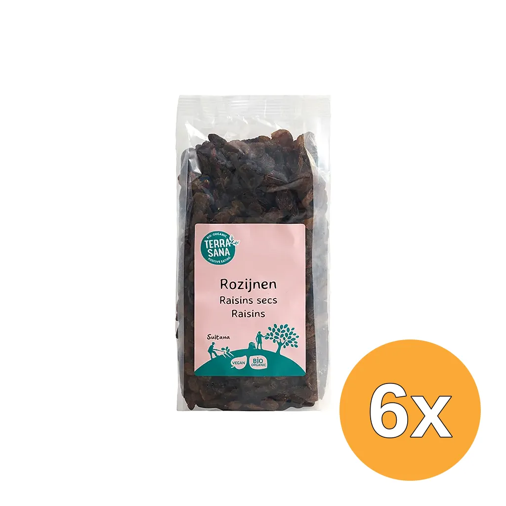 6x Terrasana Raw Rozijnen Sultana'S Bio (500 gr)