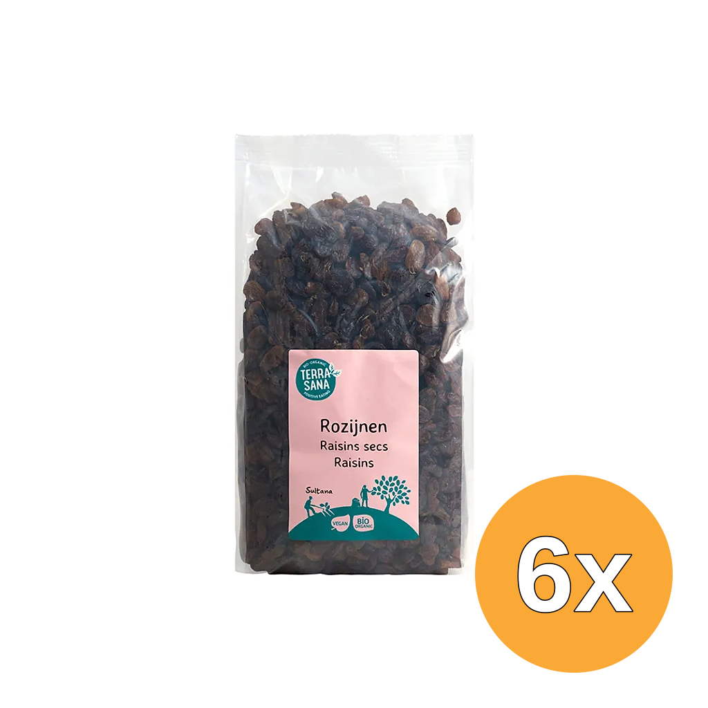 6x Terrasana Raw Rozijnen Sultanas Bio (1000 gr)