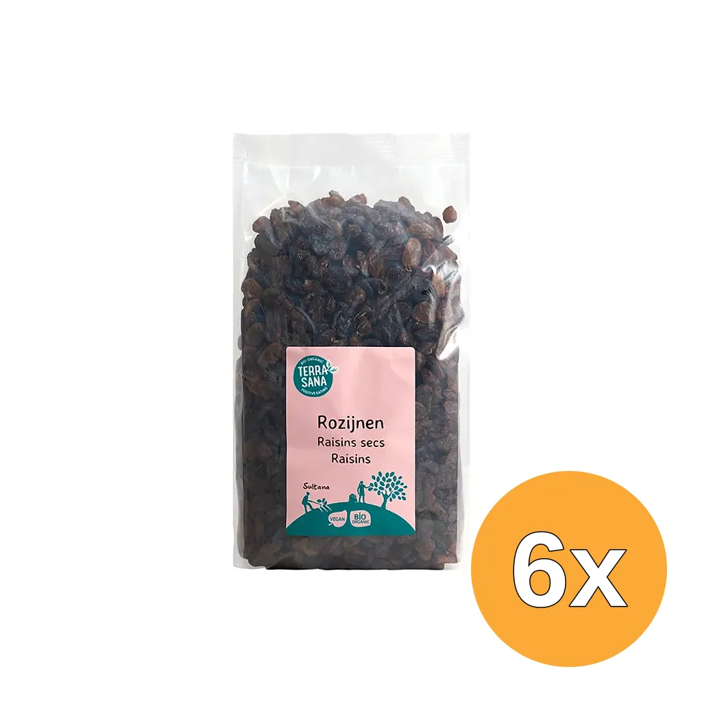 6x Terrasana Raw Rozijnen Sultanas Bio (1000 gr)