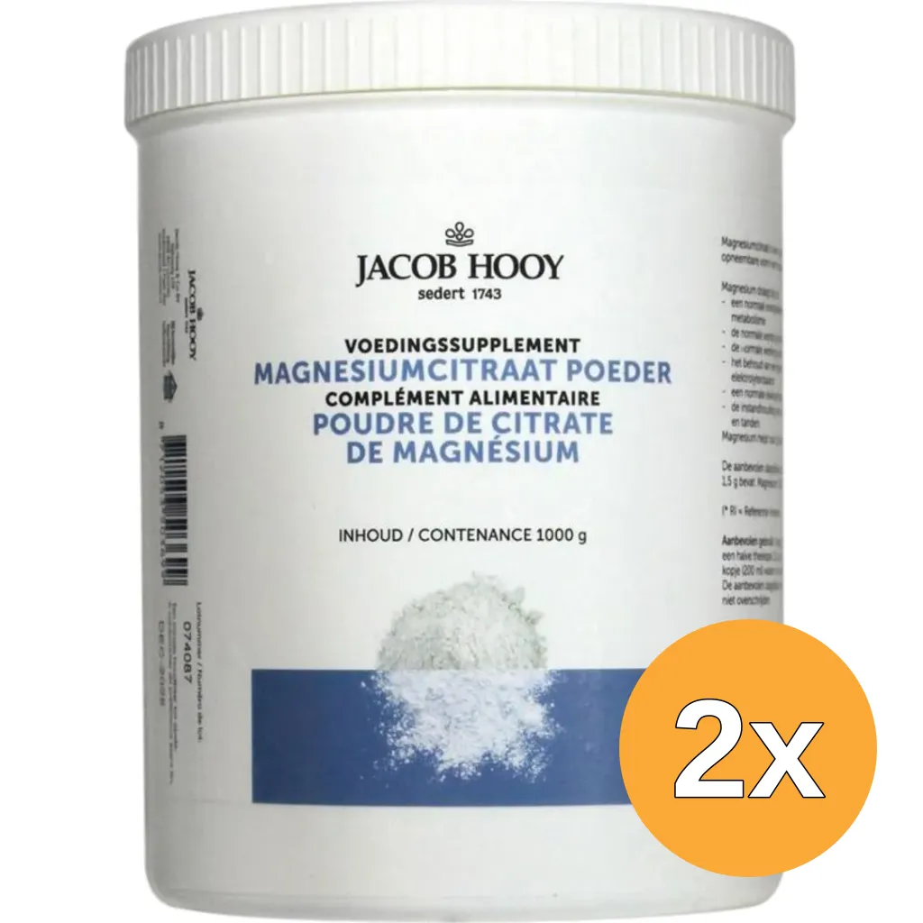 2x Jacob Hooy Magnesiumcitraat poeder (1000 gr)