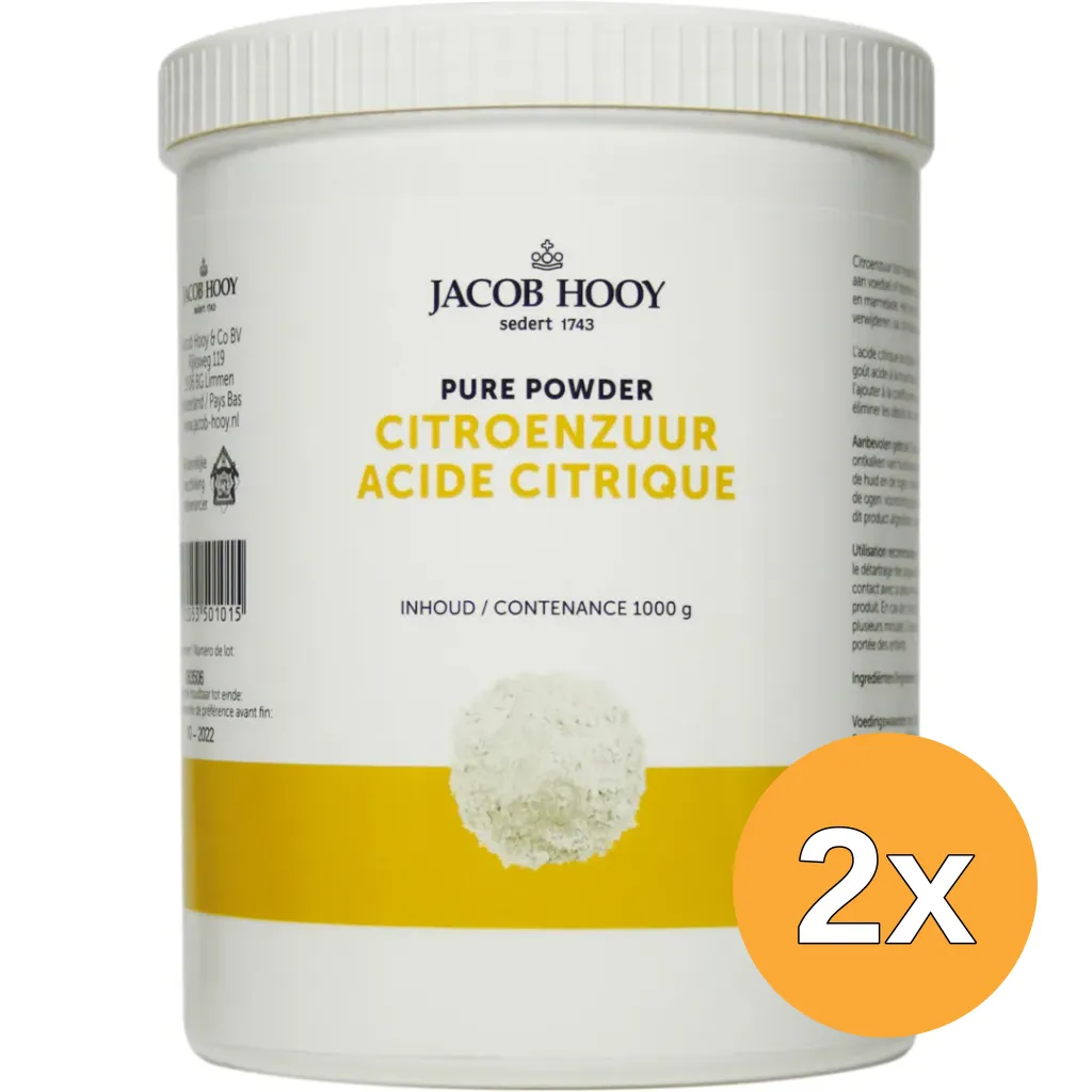 2x Jacob Hooy Citroenzuur Pot (1000 gr)