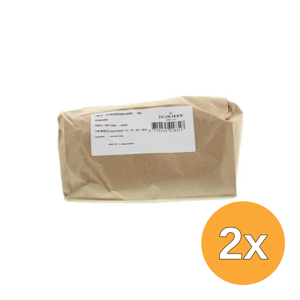 2x Jacob Hooy Hennapoeder Rood (1000 gr)