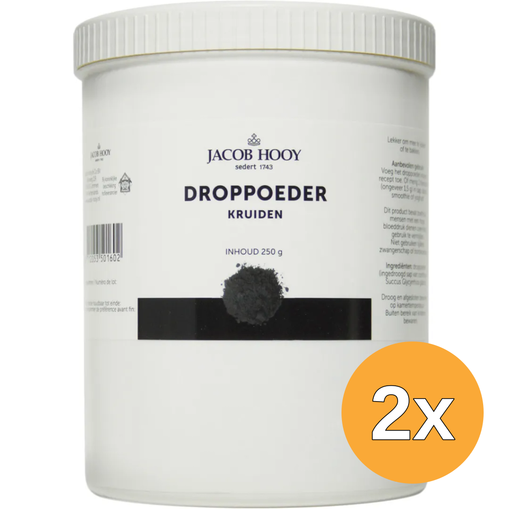 2x Jacob Hooy Droppoeder pot (250 gr)