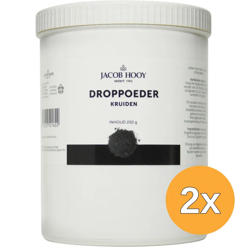 2x Jacob Hooy Droppoeder pot (250 gr)
