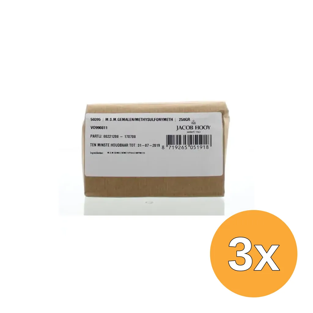 3x Jacob Hooy Msm Gemalen Methylsulfonylmethaan (250 gr)