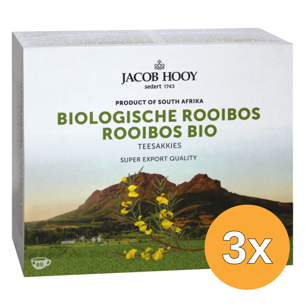 3x Jacob Hooy Biologische Rooibosthee (80 zakjes)