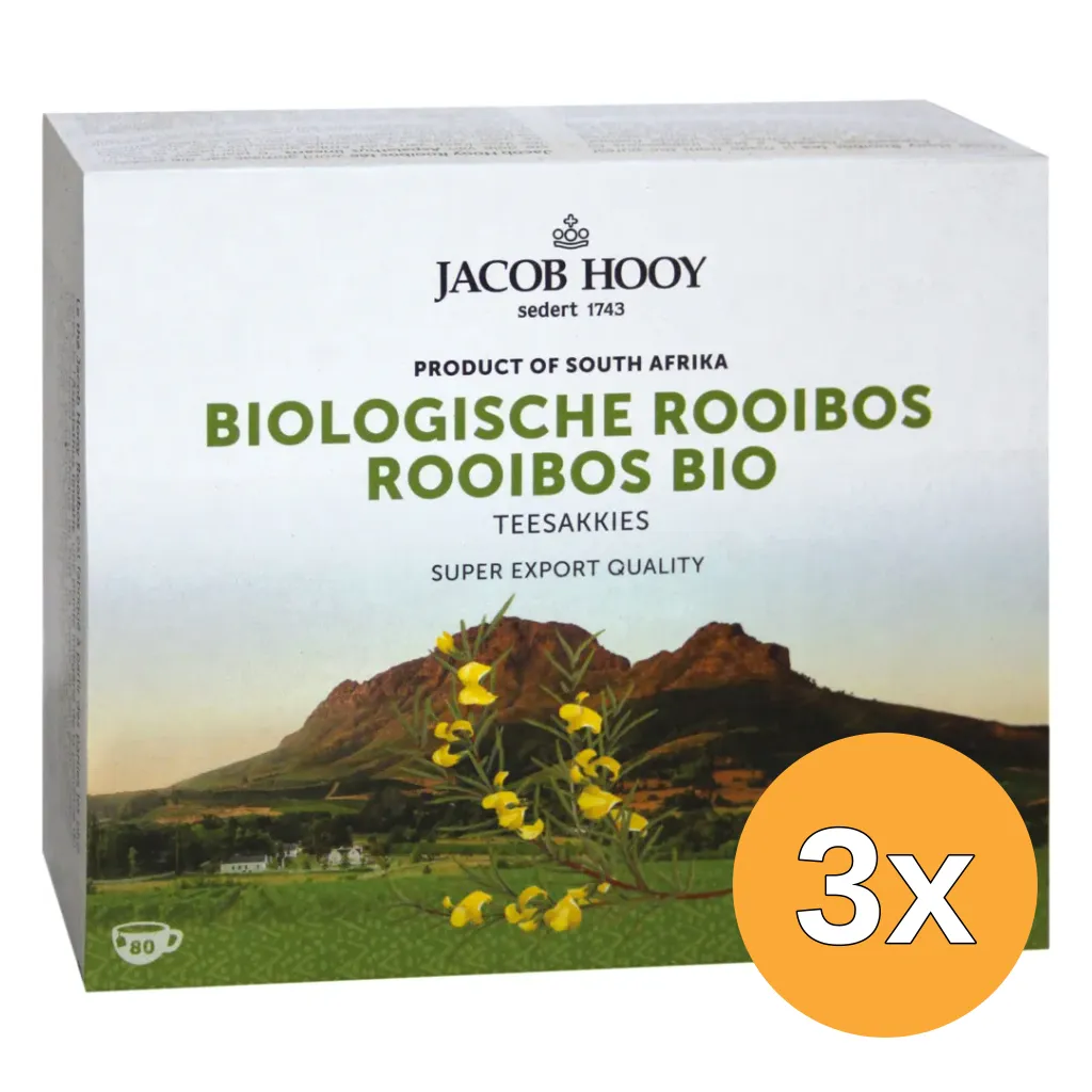 3x Jacob Hooy Biologische Rooibosthee (80 zakjes)