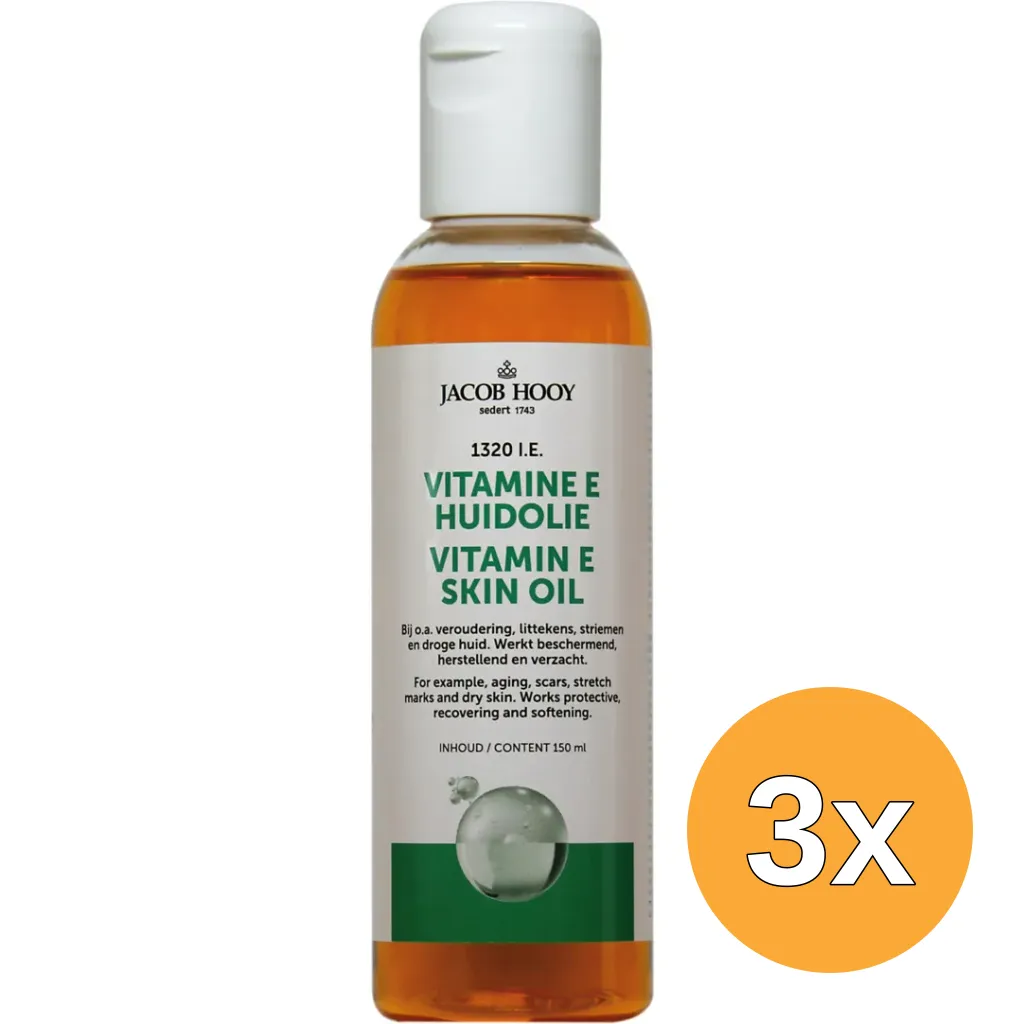 3x Jacob Hooy Vitamine E Huidolie (150 ml)