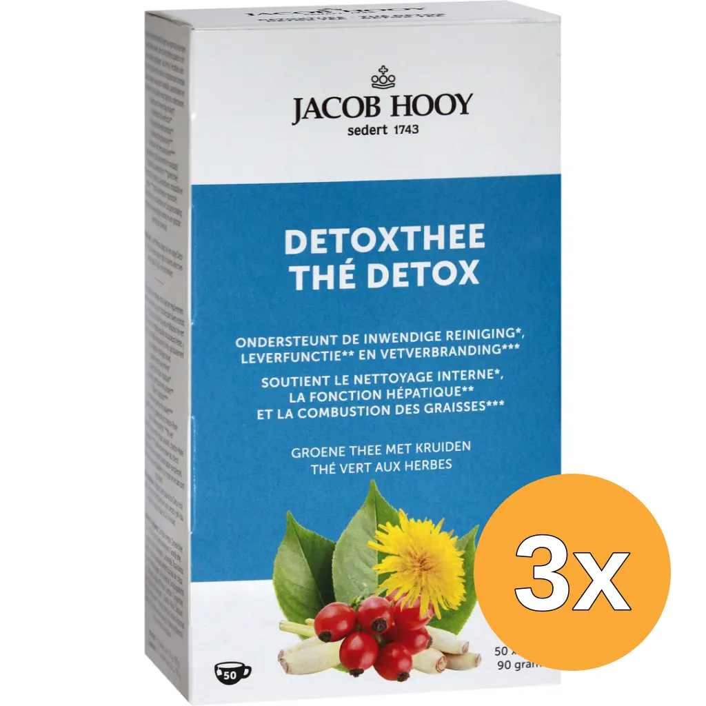 3x Jacob Hooy Detox Theezakjes (50 stuks)