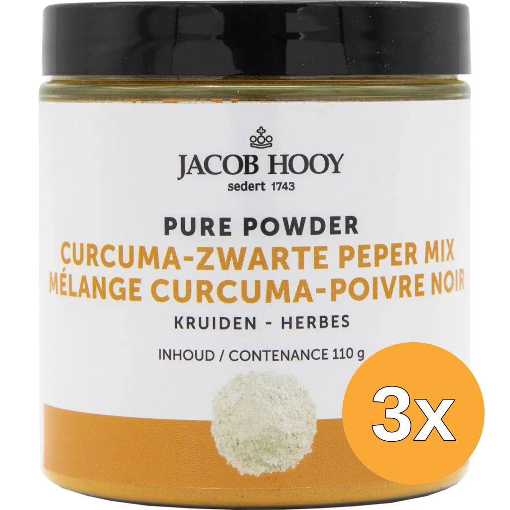 3x Jacob Hooy Pure Powder Curcuma Zwarte Peper (110 gr)