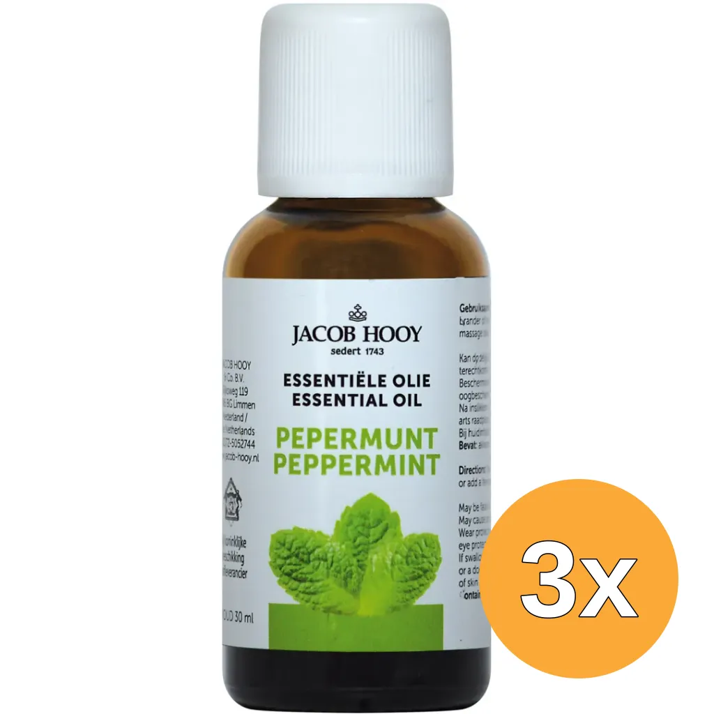 3x Jacob Hooy Pepermunt olie (30 ml)