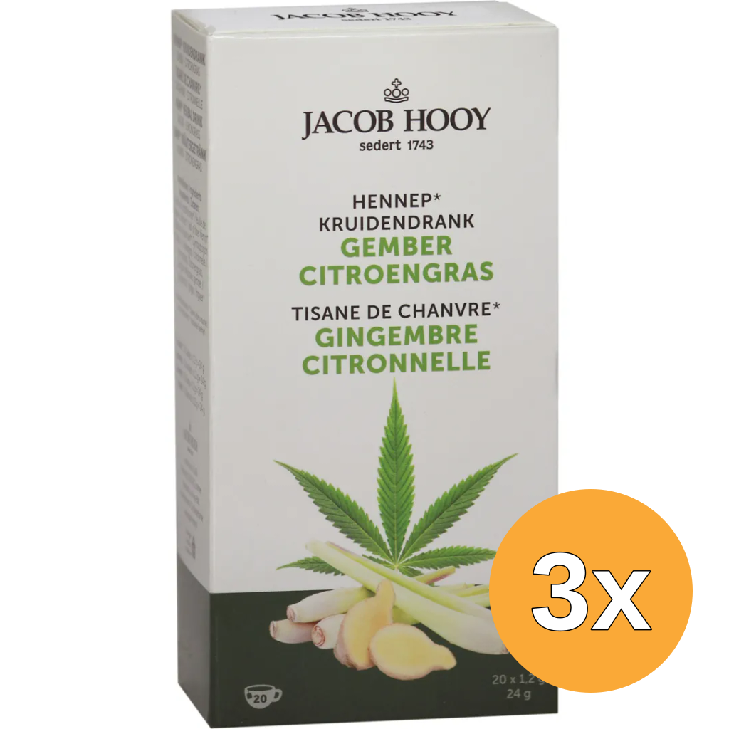 3x Jacob Hooy Hennep gember citroengras (20 stuks)