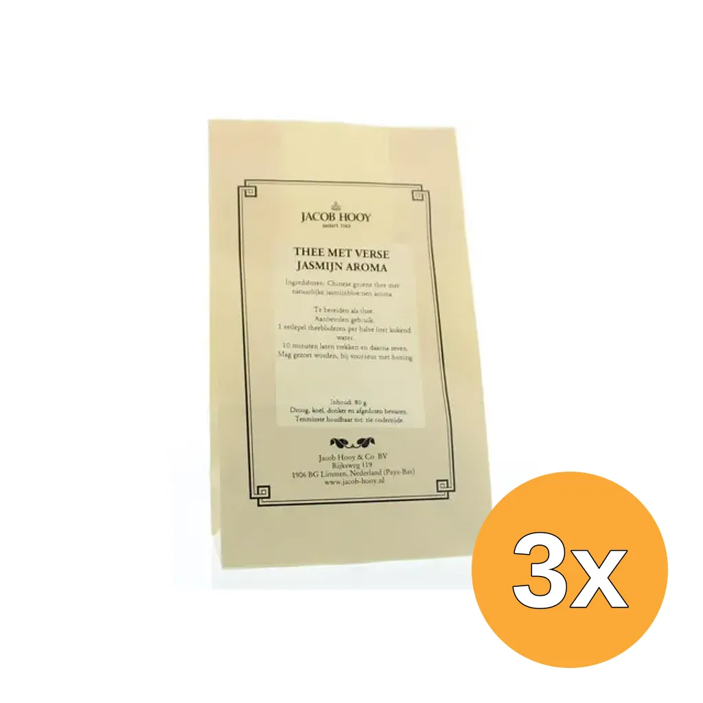 3x Jacob Hooy Jasmijnthee Gearomatiseerd (80 gr)