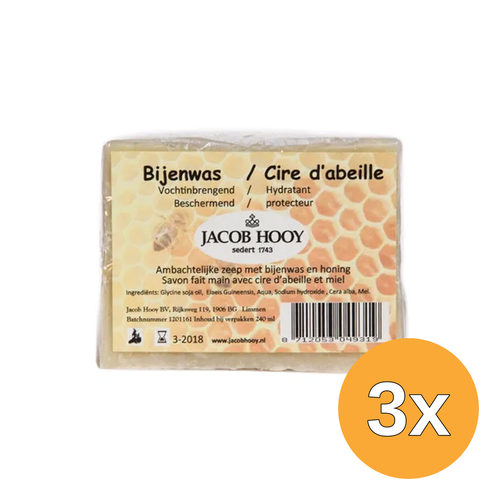 3x Jacob Hooy Bijenwas Zeep Niet Vloeibaar (240 ml)