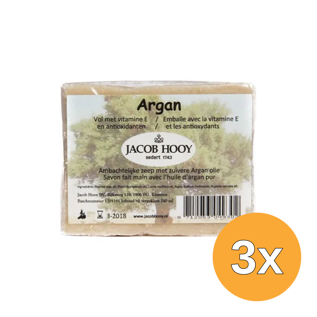 3x Jacob Hooy Argan Zeep Niet Vloeibaar (240 ml)