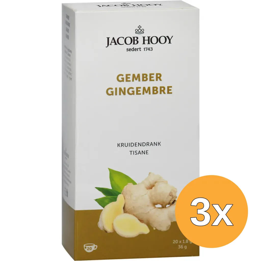 3x Jacob Hooy Gember Theezakjes Gold (20 stuks)