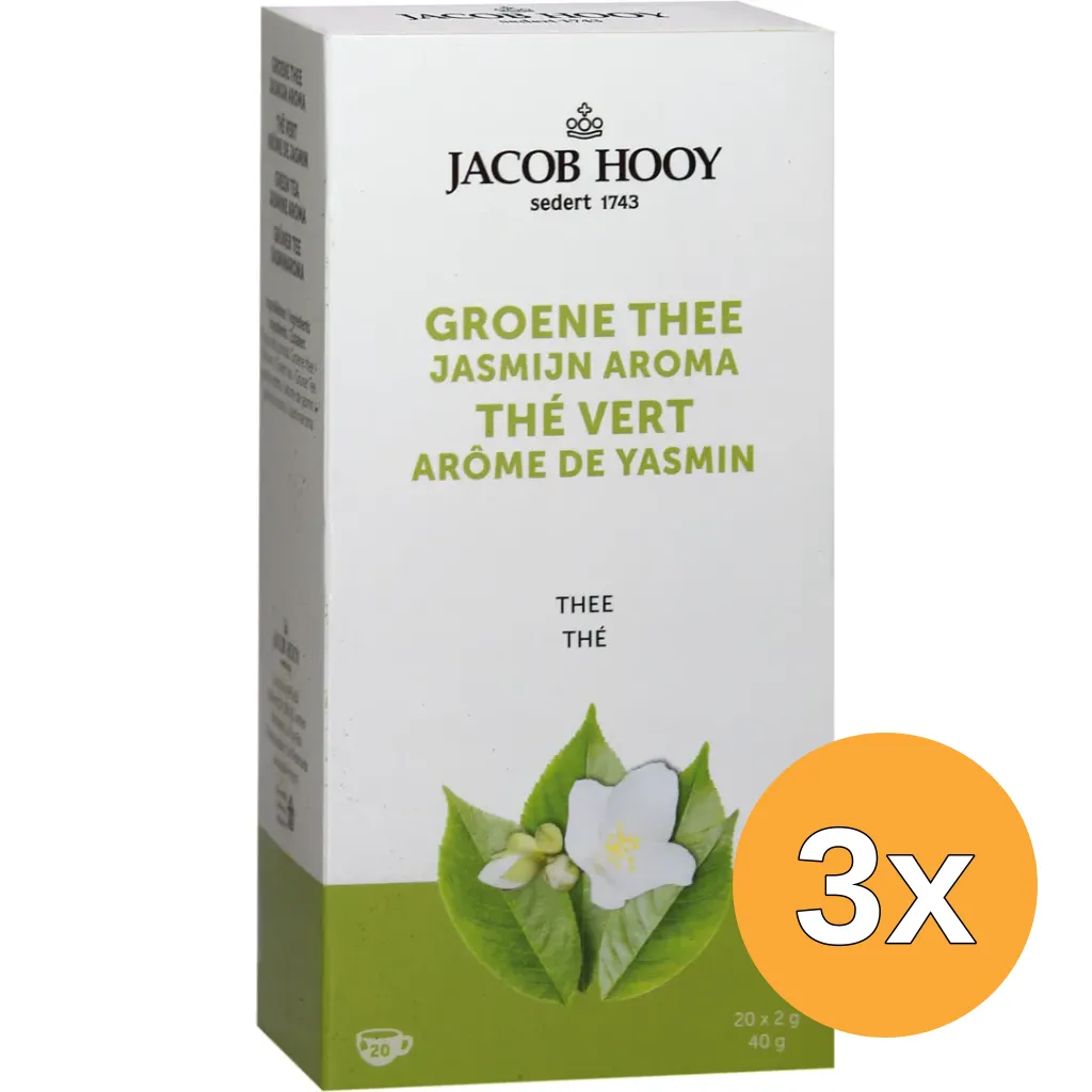 3x Jacob Hooygroene Thee Jasmijn (20 stuks)