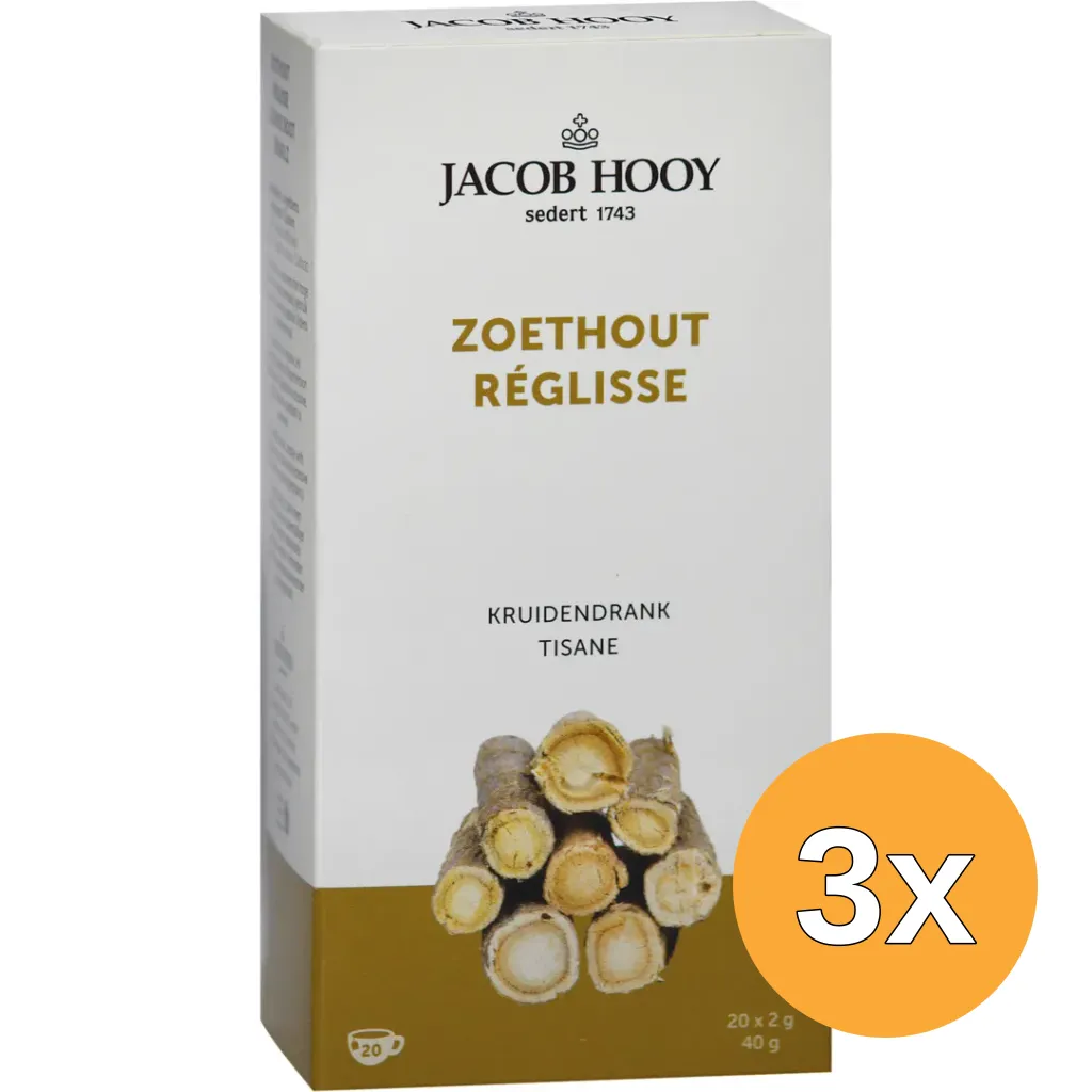 3x Jacob Hooy Zoethout Thee (20 stuks)
