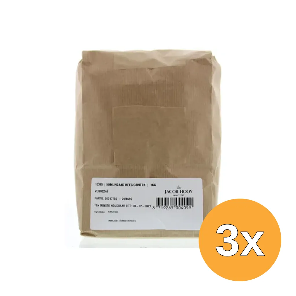 3x Jacob Hooy Komijnzaad Heel/Djinten (1000 gr)