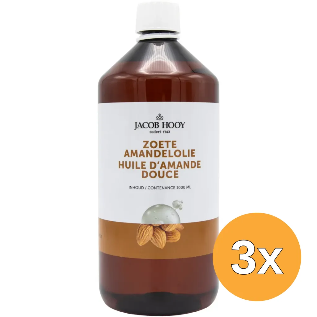 3x Jacob Hooy Amandelolie Zoet (1000 ml)