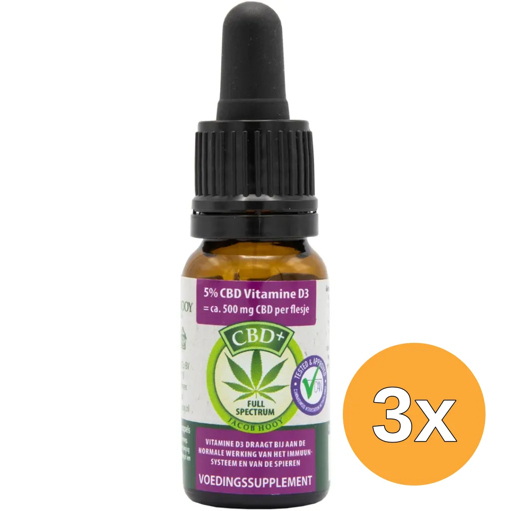 3x Jacob Hooy CBD Olie 5% Met Vitamine D (10 ml)