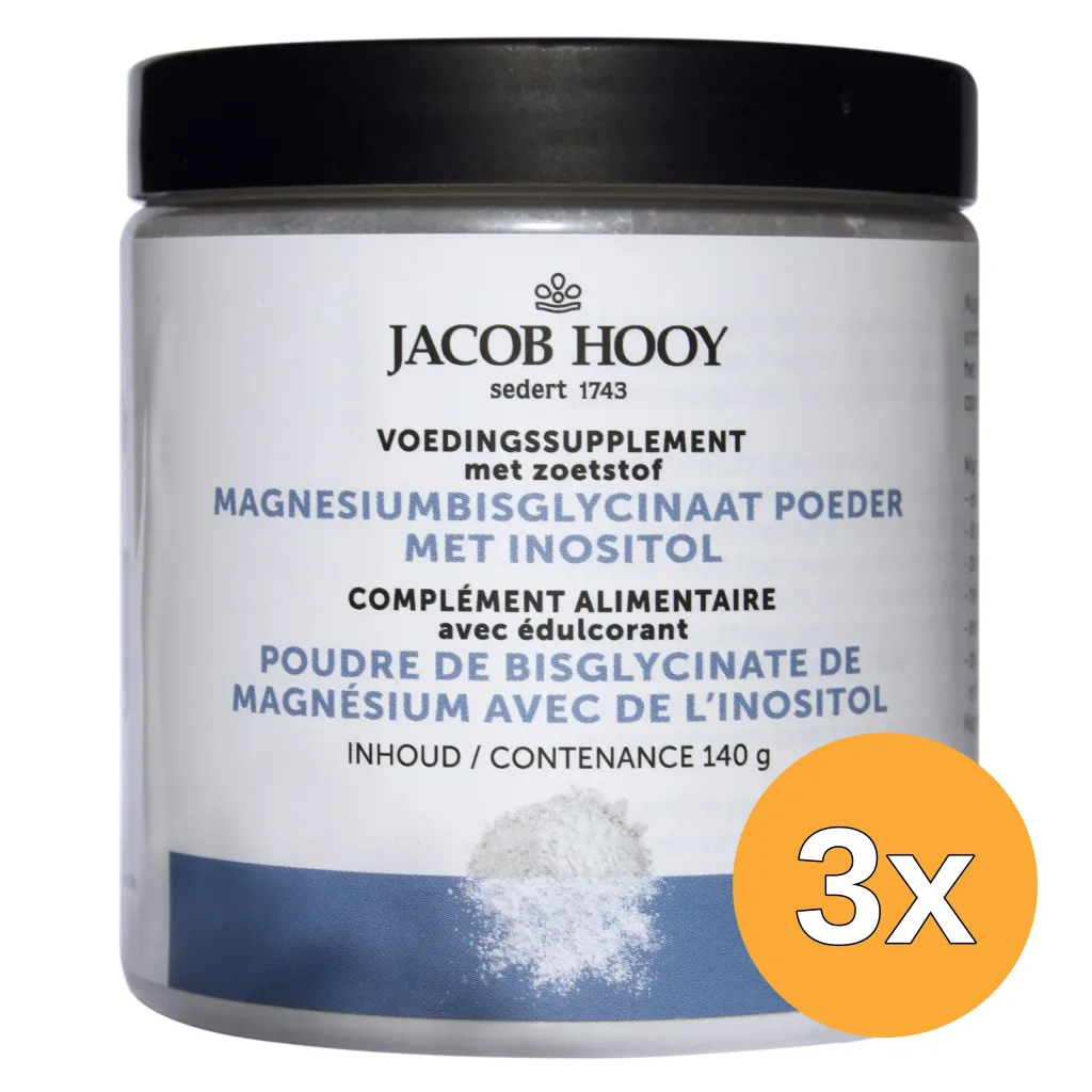 3x Jacob Hooy Magnesiumbisglycinaat (140 gr)