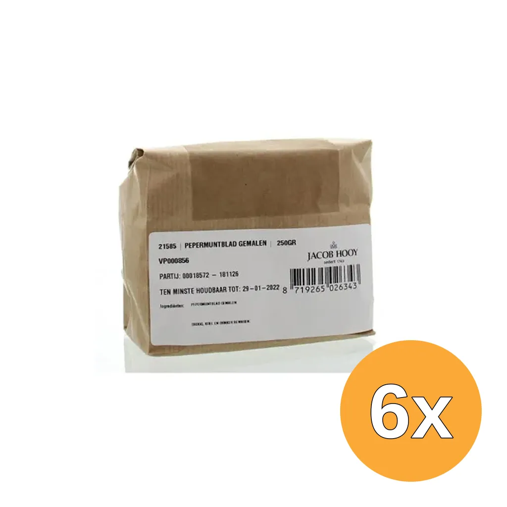 6x Jacob Hooy Pepermuntblad gemalen (250 gr)