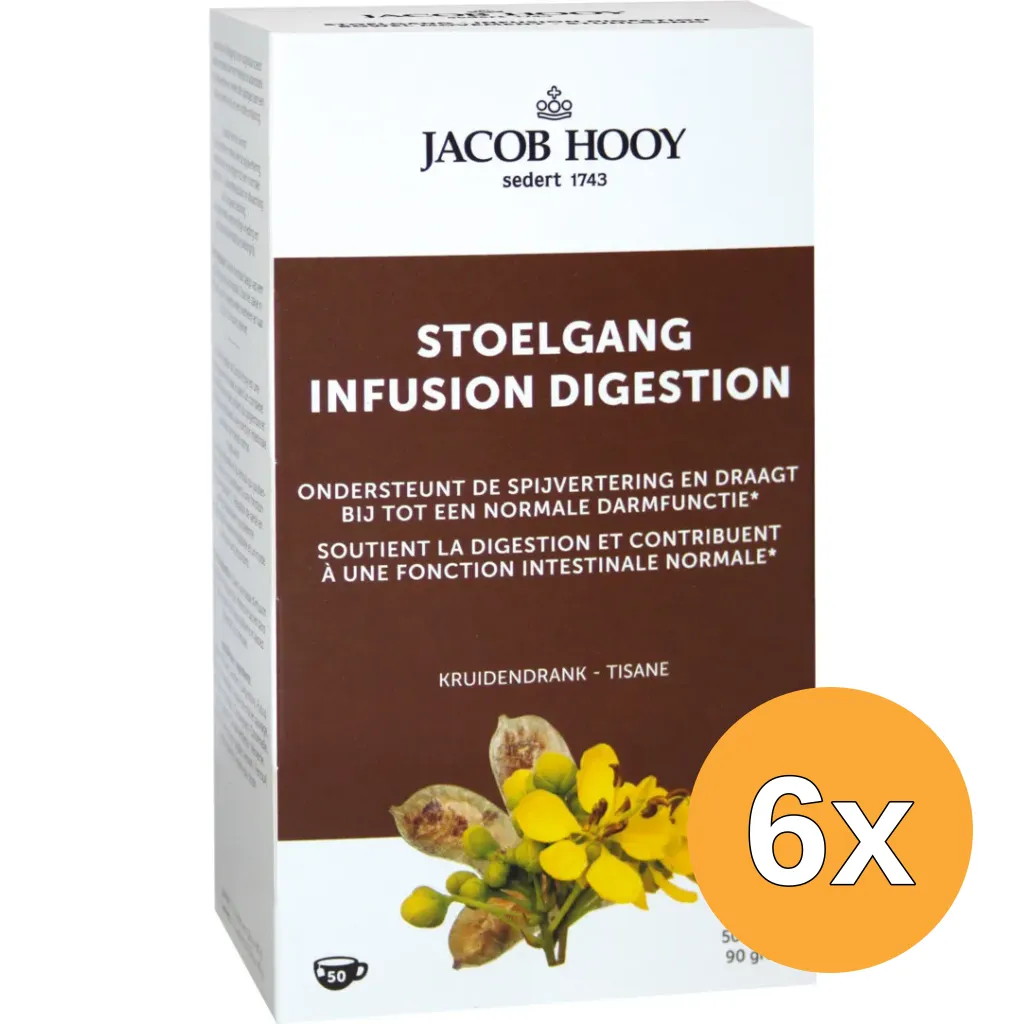 6x Jacob Hooy Natuurlijke Stoelgang Theezakjes (50 stuks)