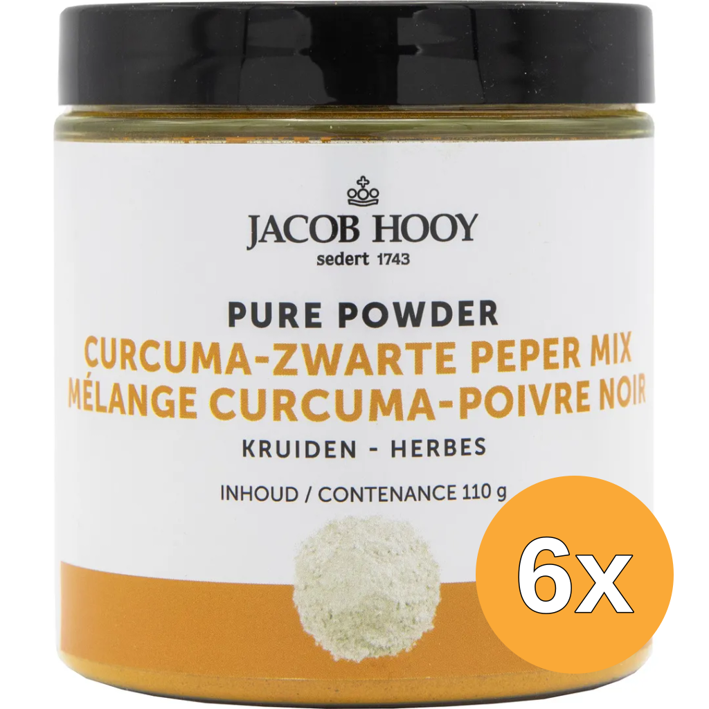 6x Jacob Hooy Pure Powder Curcuma Zwarte Peper (110 gr)